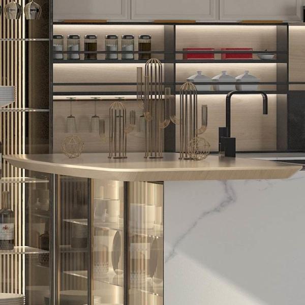 Luxury Style Stainless Steel Ready Made Kitchen Cabinets Minimalist Style