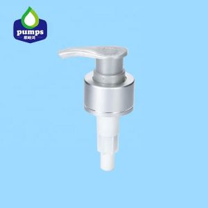24/410 Ribbed Cosmetic Lotion Pump Aluminum Cover Left right lock For Plastic Bottle