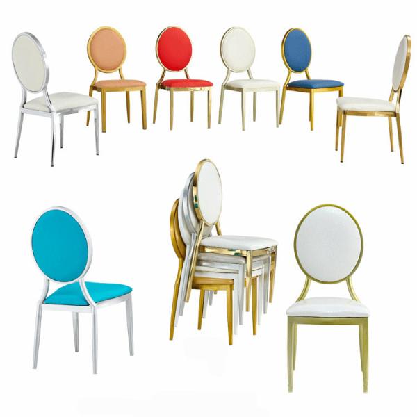 Banquete do ouro que janta cadeiras de jantar empilháveis do hotel de aço inoxidável branco luxuoso da cadeira