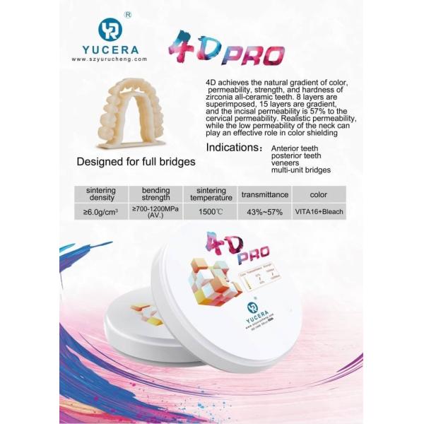 блок Pro просвечивающего Zirconia мостов окиси циркония 4D керамического полного зубоврачебный