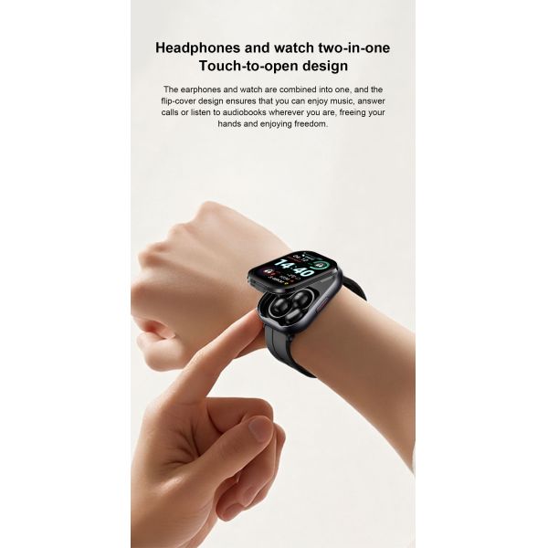 Sport Fitness Tracker SmartWatch D12 TWS 2 In 1 Smartwatch With Bluetooth Headset