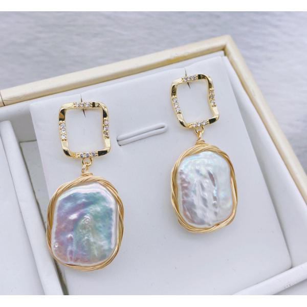 Natural Baroque Pearl Earring Hot Irregular Pearl Earrings for Women Baroque Simulated Pearl Charms Statement Earrings