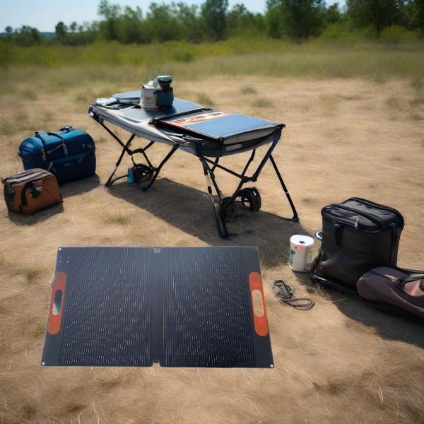 2 panneaux solaires portables ETFE pliables 100W pour camping extérieur