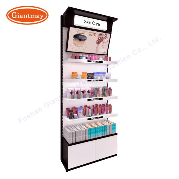 Cosmetics Store Metal Floor Display Racks Floor Standing Stable Structure