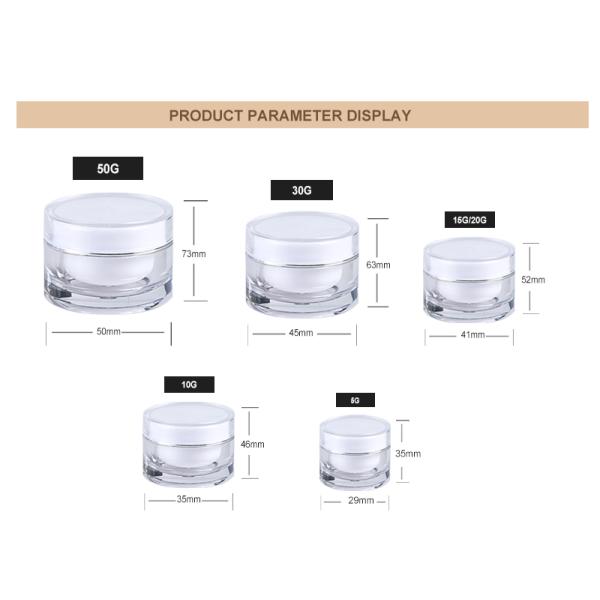 OEM ODM Plastic Face Cream Jar 50g Cosmetic Jars Silk Screen Printing