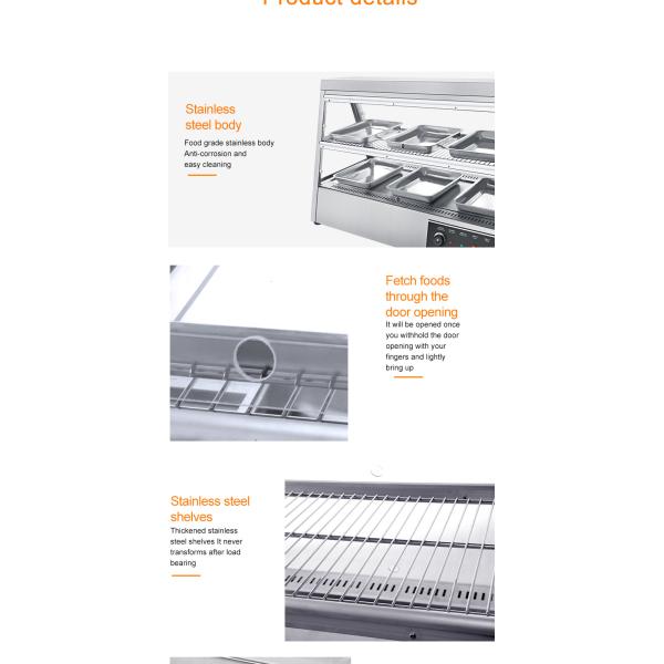 1600 Вт коммерческая кухня приставка верхний фаст-фуд теплее дисплей Витрина для курицы KFC