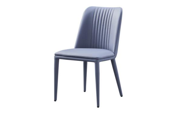 Unique Sturdy Modern Dining Chairs With Metal Legs Blue Leather Visually Striking