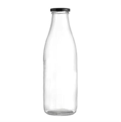 Garrafa de vidro de leite de grande capacidade 1000 ml Bebida com tampa de metal à prova de vazamento