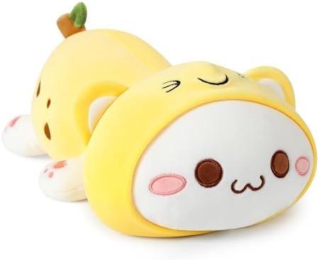 Onsoyours Kitten Cute Plush Toy 25.5  Animal de estimação recheado Kitty Anime Soft Cat Large Plush Pillow para crianças (Branco A, 25.5