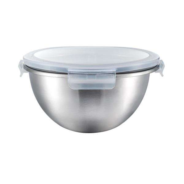 1350ml 2500ml 4350ml Stainless Steel Mixing Bowl With PP Locking Lid Lightweight