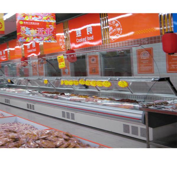 LED Lighting 5ft Curved Glass Deli Case For Display
