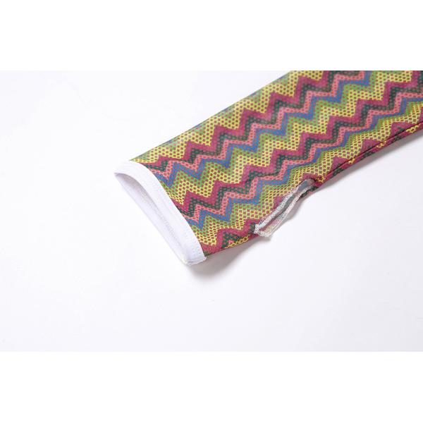 Polyester Two Piece Casual Set See Through Mesh Printed T Shirt High Waist Bag Hip Skirt