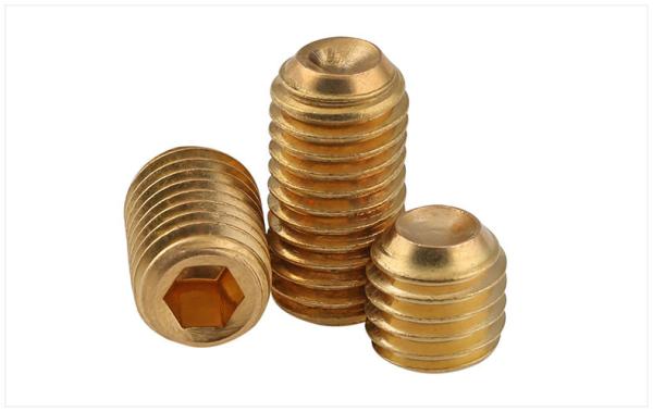 Yellow Brass Flat Point Hex Socket Drive Set Screws  ISO4026 Brass Headless Screws