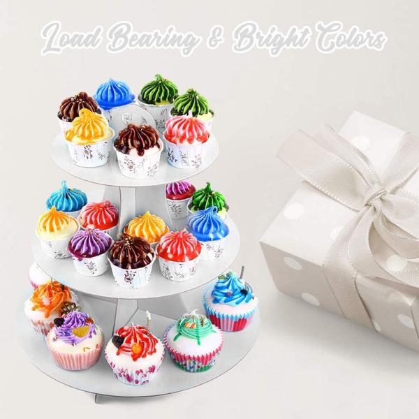 Party White 3 Tier Dessert Round Cupcake Holder Tower