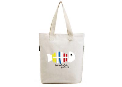 Foldable Large Reusable Tote Bags Canvas Shopping Bags With Zip For Lady