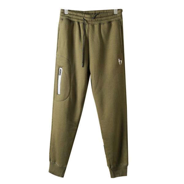 100% Cotton Embroidery Men's Fleece Lined Joggers Padded Warm Pants Trousers for Mid Waist