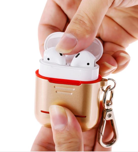 Shockproof Case Cover Portable Protective Silicone Metal Skin Cover Case for Airpods 2 & 1