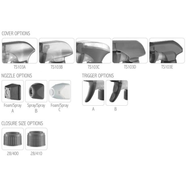 JL-TS103D All Plastic Trigger Sprayer  28/410 28/400 Stream Spray Foam Nozzle Plastic Sprayer for Kitchen