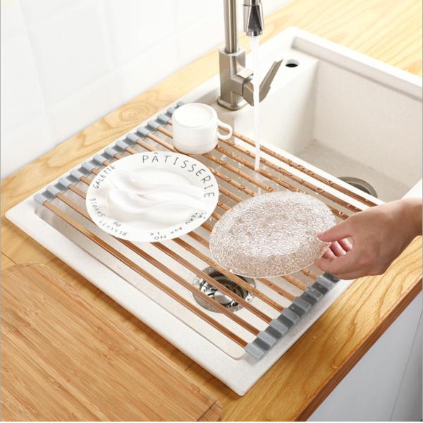 Foldable 0.97KG Steel Kitchen Basket Rack Titanium Square