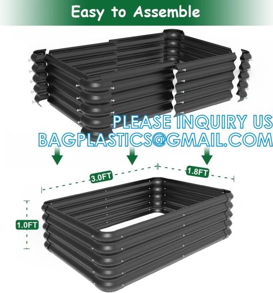 Planter Boxs, Garden Boxes, Galvanized Steel Raised Garden Bed Kit Planter Raised Box With Safety Rubber Edging Strip