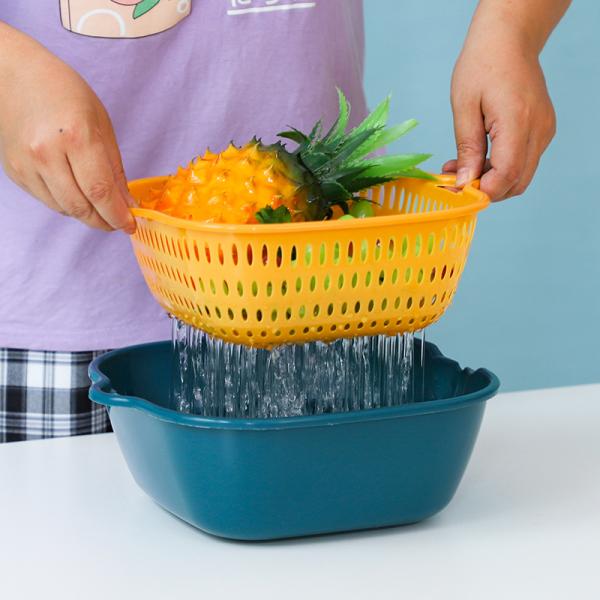 6 pcs Square Multifunctional Fruit Vegetable Wash Basket Storage And Washing Baske