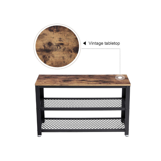 Mail Packing Shoe Storage Bench with White Finish and Wooden Shoe Rack