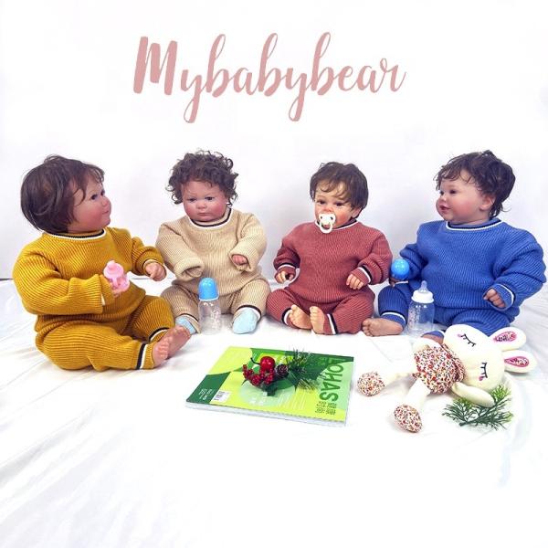 Unisex stripe knitted baby clothes set long sleeve knit baby girl sweater