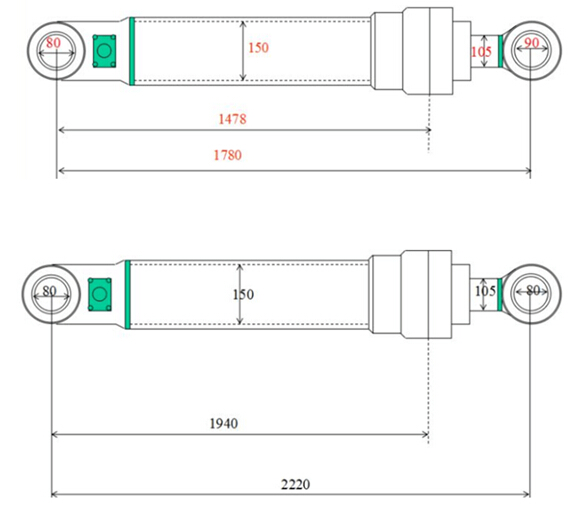 R140 R210-7 R290-7 R360-7 Hydraulic Bucket Cylinder Arm Cylinder Boom Cylinder Used For Hyundai Excavator