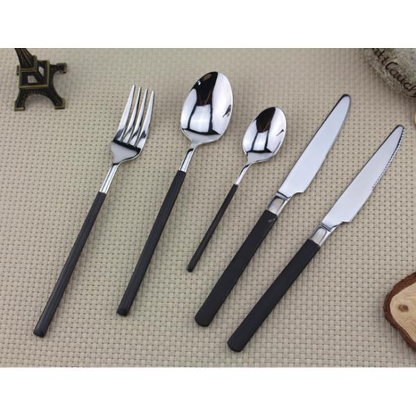 Flatware High quality gold plating Stainless steel cutlery dinnerware set black handle