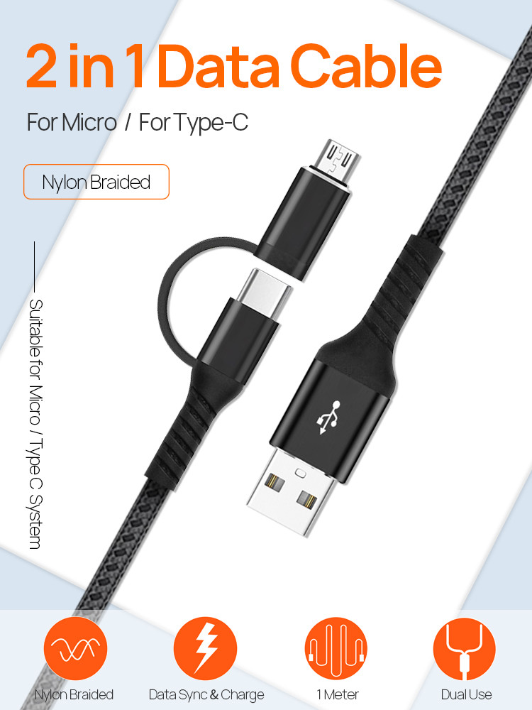 10000 Times Nylon Braided USB Cable OD 3.5mm USB Sync Cable