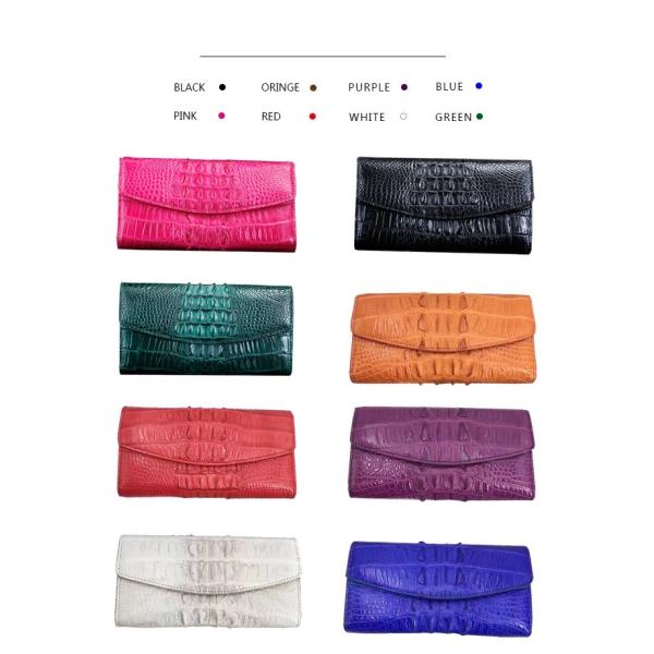 Exotic Real Crocodile Skin Women Large Trifold Wallet Genuine Alligator Leather Female Card Holders Lady Phone Clutch