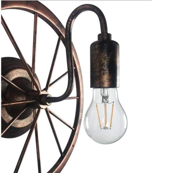 Metal Vintage Filament Bulb Wall Lights E27 Round Turntable Style Energy Saving