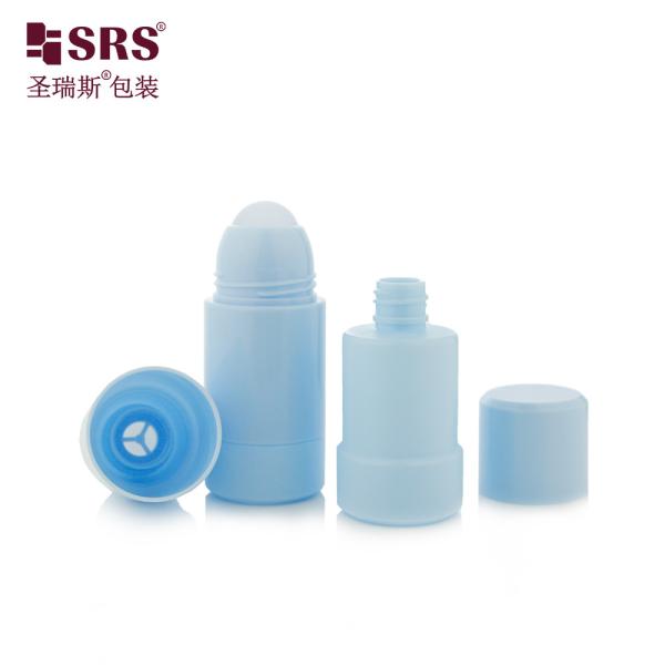 RPPE(P)-75ML Big Size Empty Diamond Blue Colored Refillable Roll On Bottle With Replacement Inner Bottle White Inner Bottle PP Pasitc Roller Ball For Deodorant Gel Formual