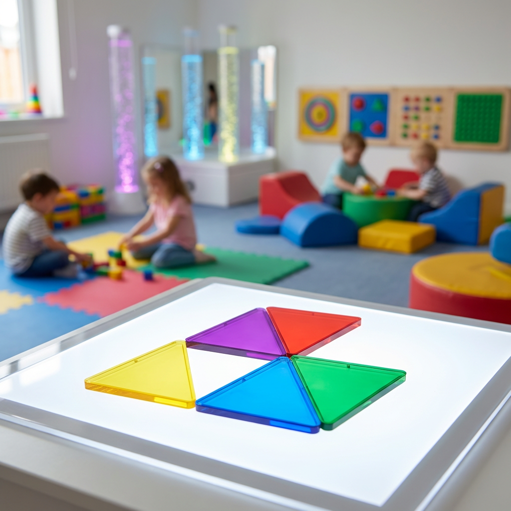 Colorful Acrylic Equilateral Triangle Tiles Kids Educational Geometry Cognitive Toy