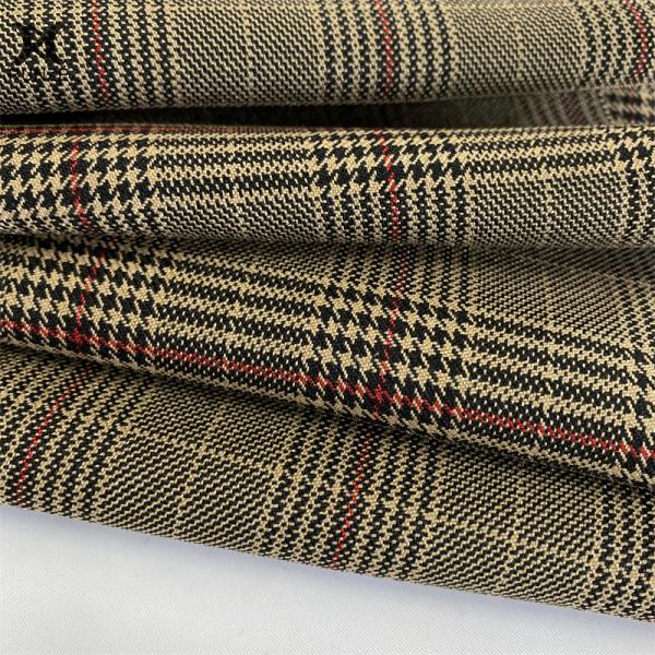 Medium Weight Recycled Polyester Woven RPET Yarn Dyed Check Fabric for Blazers and Formal Suits