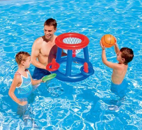 Water Basketball Inflatable Hoop Pool Float Swim Ring Children Toy Fun Game Play