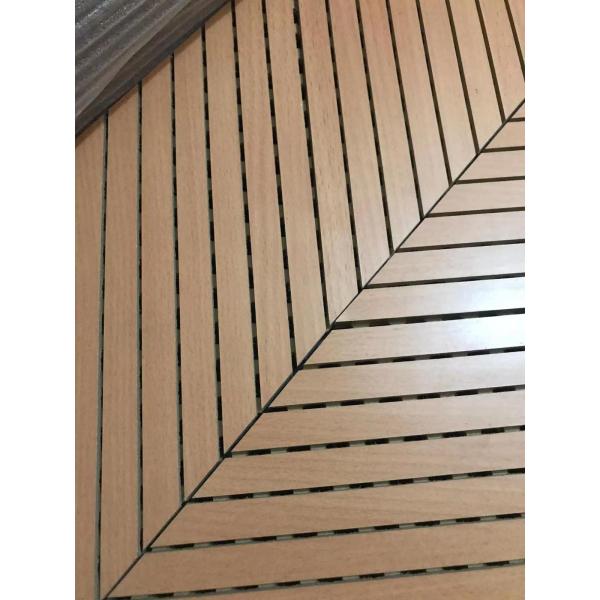 Auditorium Linear Timber Grooved Acoustic Panels Sound Absorption Building Material