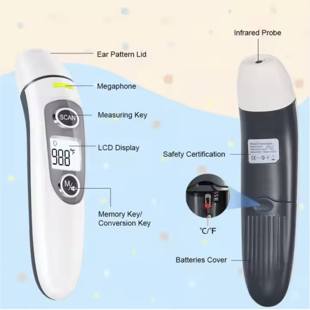Handheld Non Contact Human Body Infrared Thermometer 2 AAA Batteries For Home