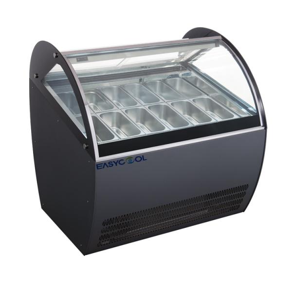 Curved Glass Ice Cream Showcase Freezer 16 Pans 1510*1100*1280mm Customized Color