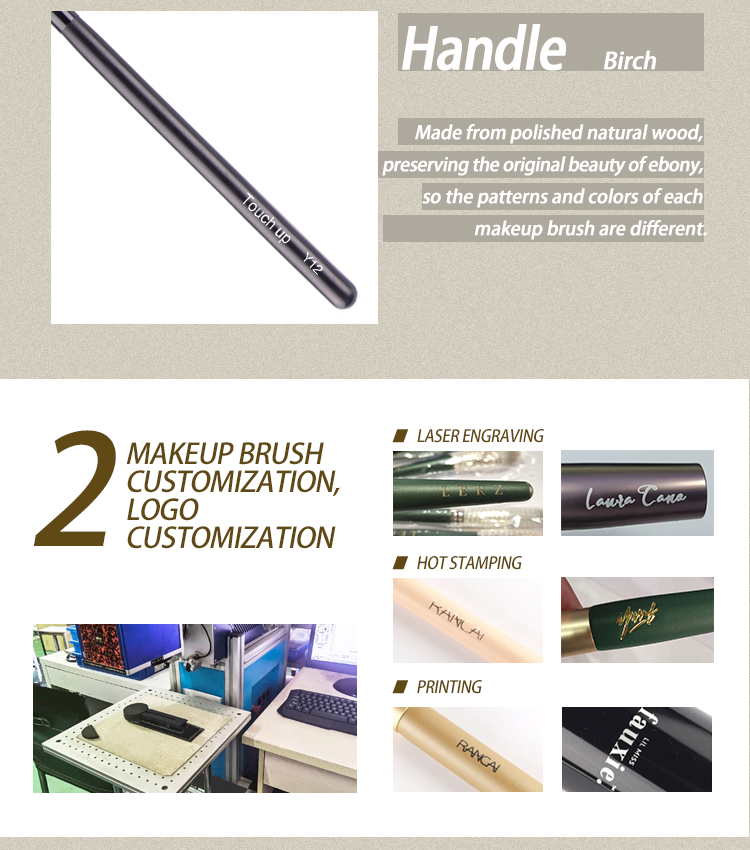 Medium Tongue-Shaped Classic Sable Hair Blending Brush, OEM/ODM Services Available-Product Code: 1