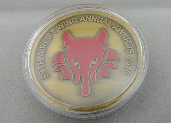 Soft Enamel Gold Plated Airlift Wing Coin / Zinc Alloy Personalized Coins for Awards, Military, Souvenir
