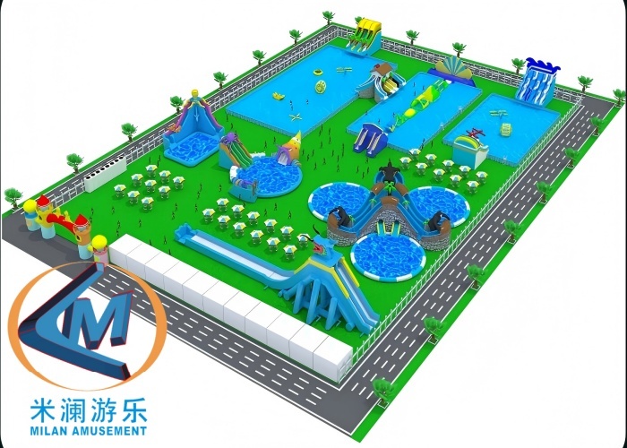 Customized Movable Inflatable Water Park Slide Suitable For Outdoor