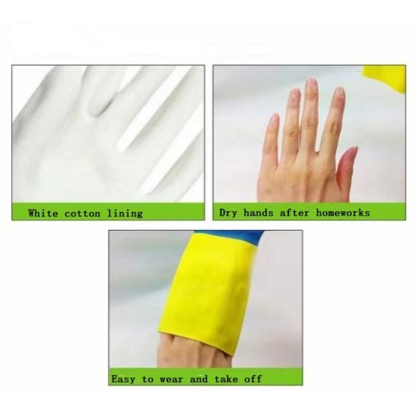 Bicolor Industrial Neoprene Chemical Gloves Heat Resistant Flock Lined Latex Gloves