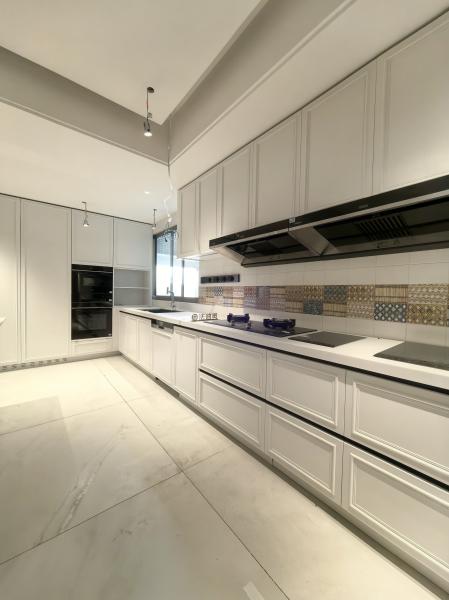 Fadior Full Stainless Steel Custom Kitchen Cabinet - Elegant White & Mint Green, Island Layout