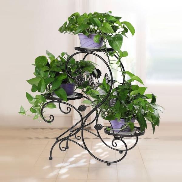 Outdoor Rustproof 64*60*26cm Iron Plant Shelf / Metal Plant Display Stand