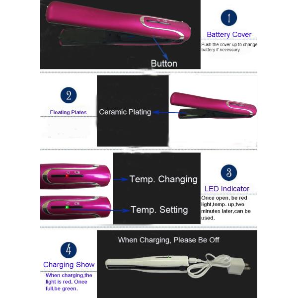 Mini Portable Battery Powered Straightening Iron Salon Grade Flat Iron