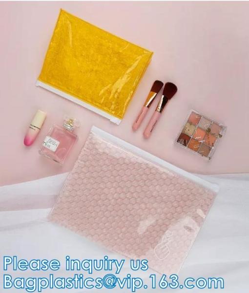 Cosmetic Makeup Bubble Slider Zipper Bags, Zip Padded Pouch For Beauty, Skin Care, Jewelry Bag Package