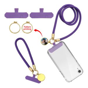Purple Sublimation Blanks Phone Lanyard Strap With Sublimation Charm Blank
