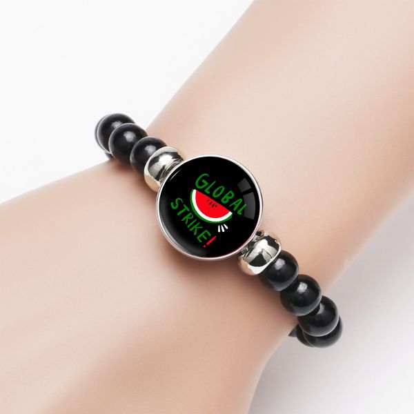 Sublimation Blank Black Stretchy Elastic Band Glass Bead Bracelet Country Flag Bracelet Palestine Lives Beaded Bracelet