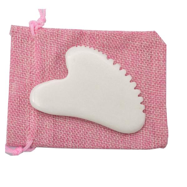 Health Care Therapy Tool Body Guasha Massager with Heart Shape Natural White Jade